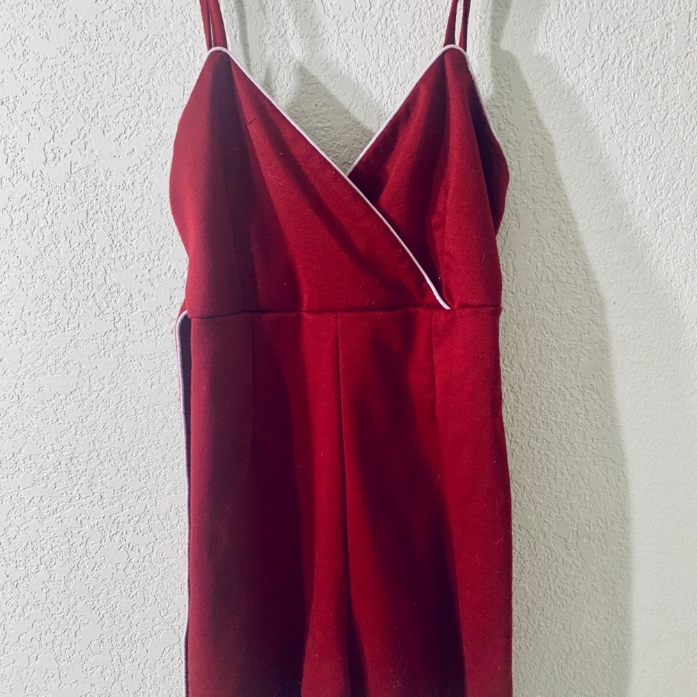 Short Red Romper with bow tie back